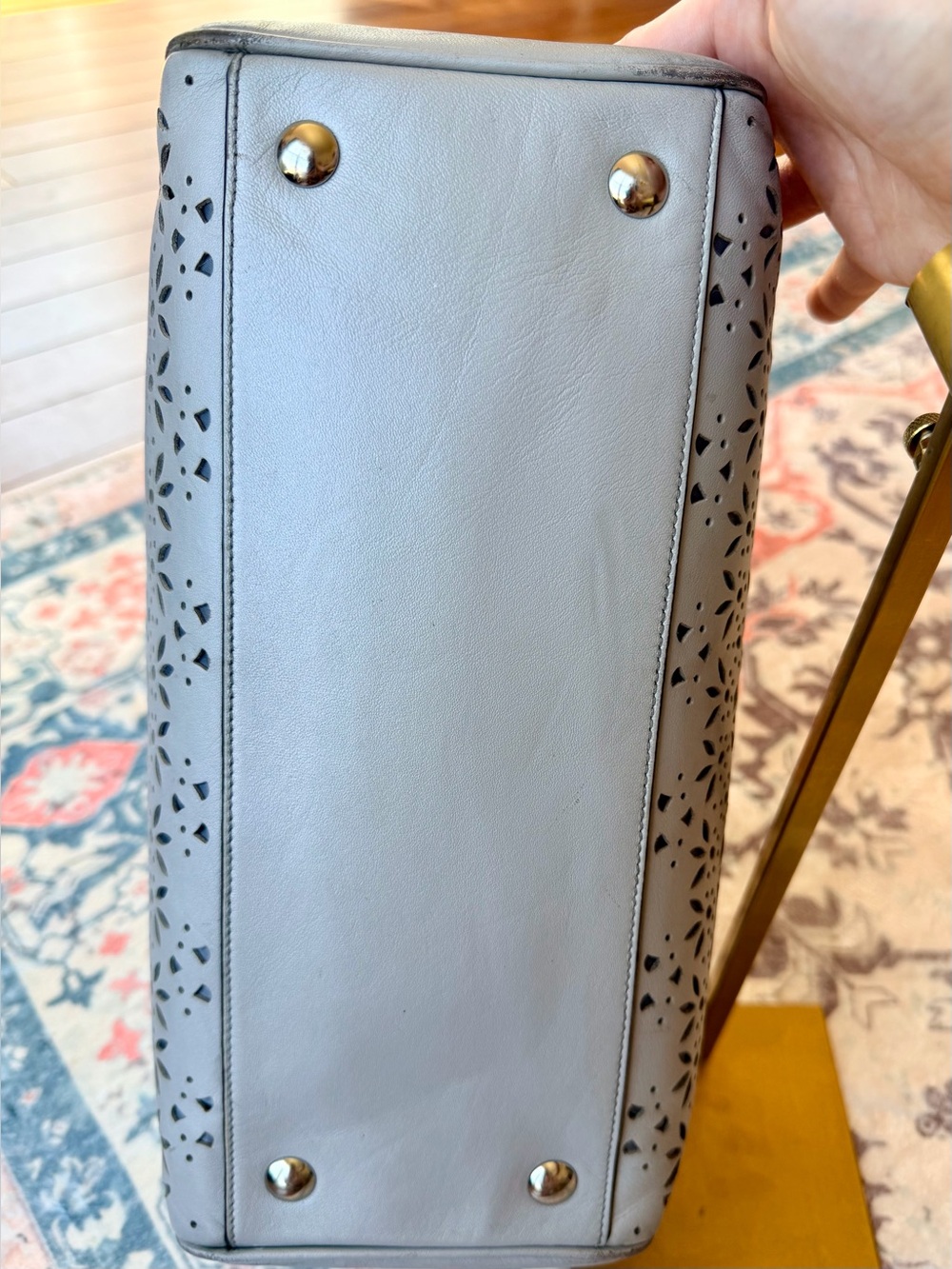 Coach Taylor Eyelet Leather Satchel with Accent Scarf (Style Number F27392). - Picture 7 of 14